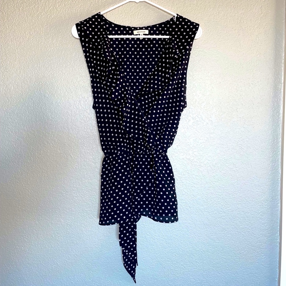 XL Max Studio Wrap Around Polka Dot Top